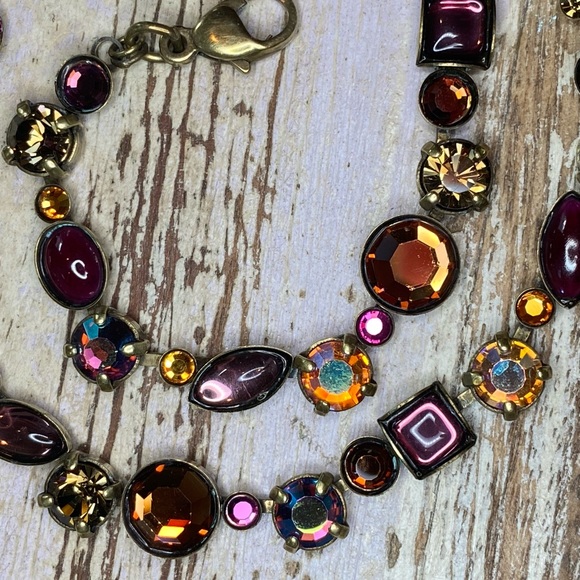 VTG Sorrelli Purple, Orange & Aurora Borealis Crystal Classic Line Necklace - Picture 2 of 16